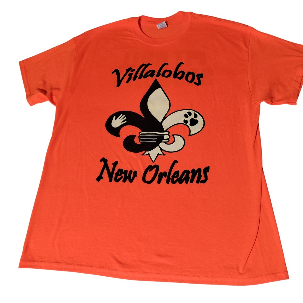 Villalobos New Orleans Pit Bull Security T-Shirt Orange XL Gildan Heavy Cotton
